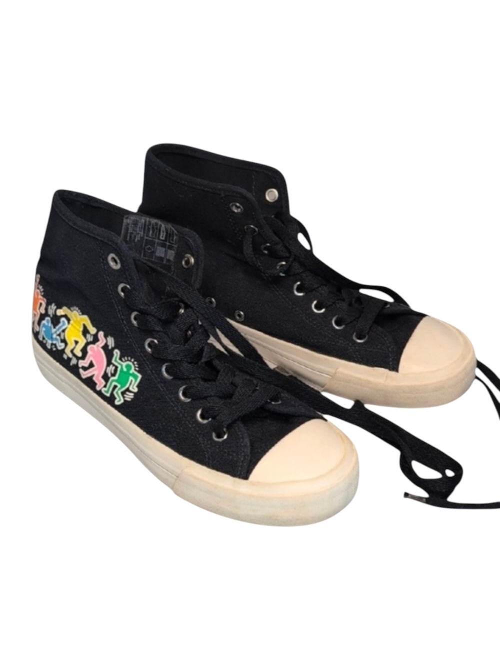 H&M X Keith Haring High-Top Sneakers with Graffiti Design Size 7.5